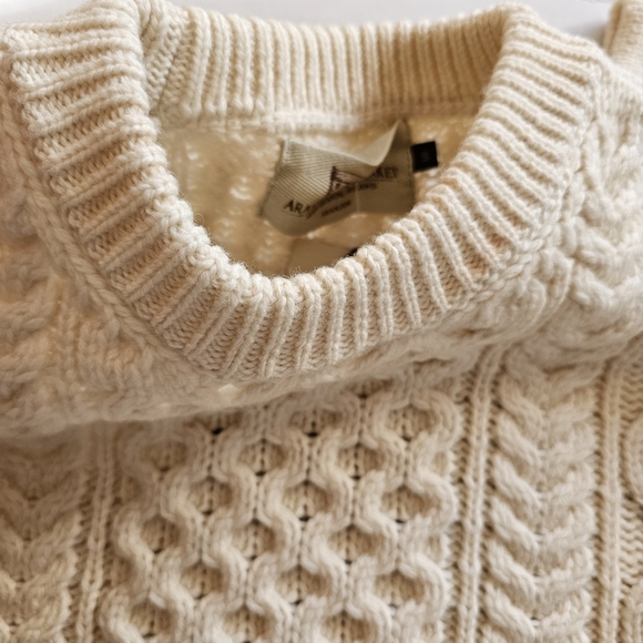 Aran Sweater Market Merino Wool Cream Chunky Fisherman Cable Knit S Heritage NWT - Picture 14 of 16